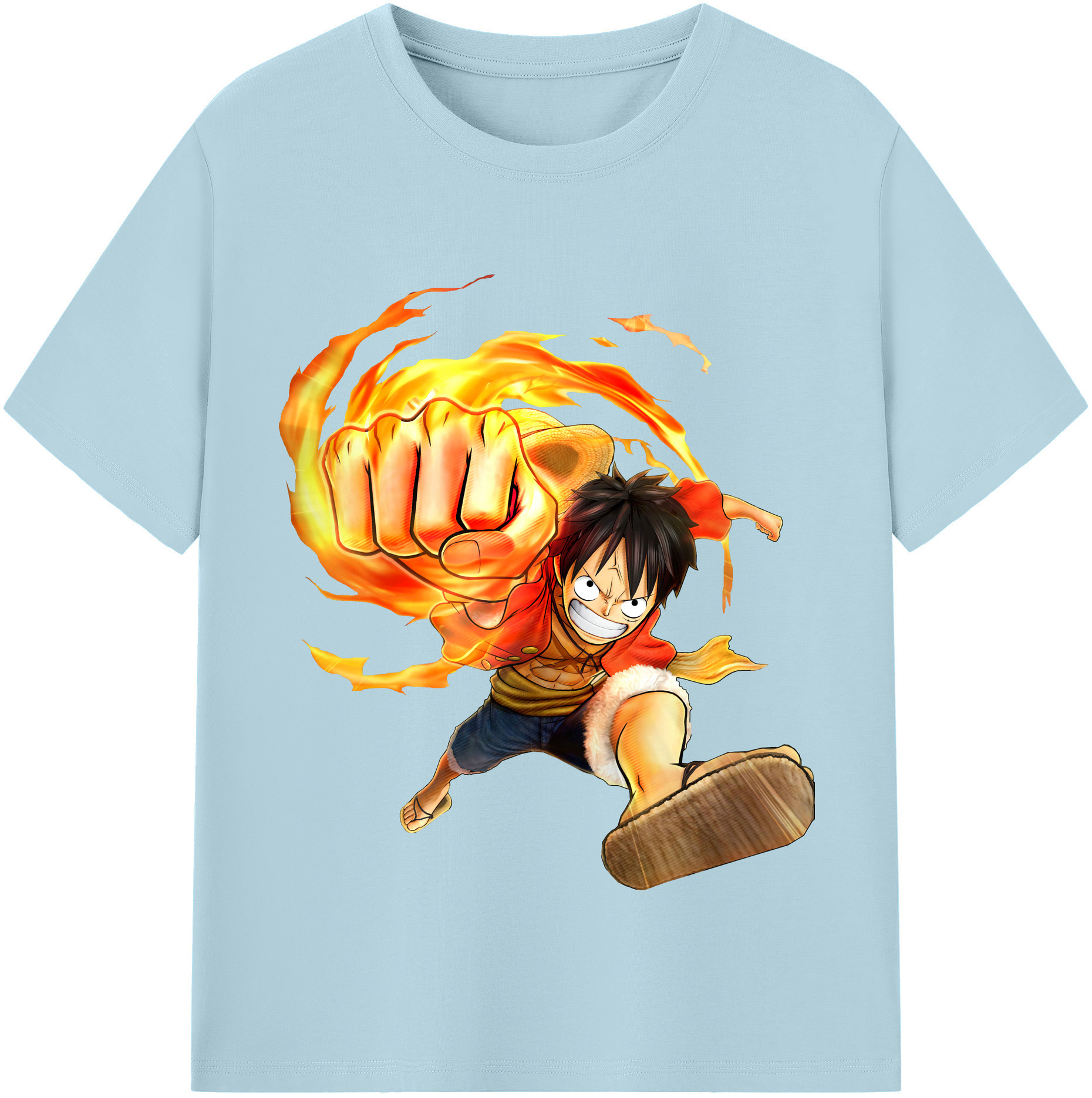 ワンピース モンキー・D・ルフィ ONE PIECE Monkey D. Luffy 綿100％半袖Tシャツ（フロントプリント）